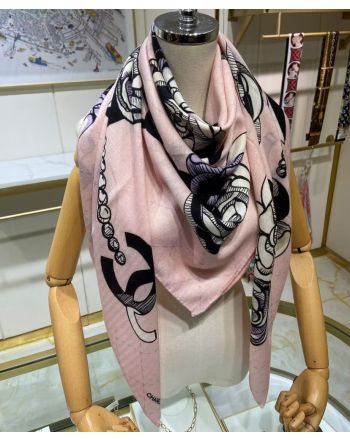 Chanel Women's 3D Letter Camellia Print Square Scarf